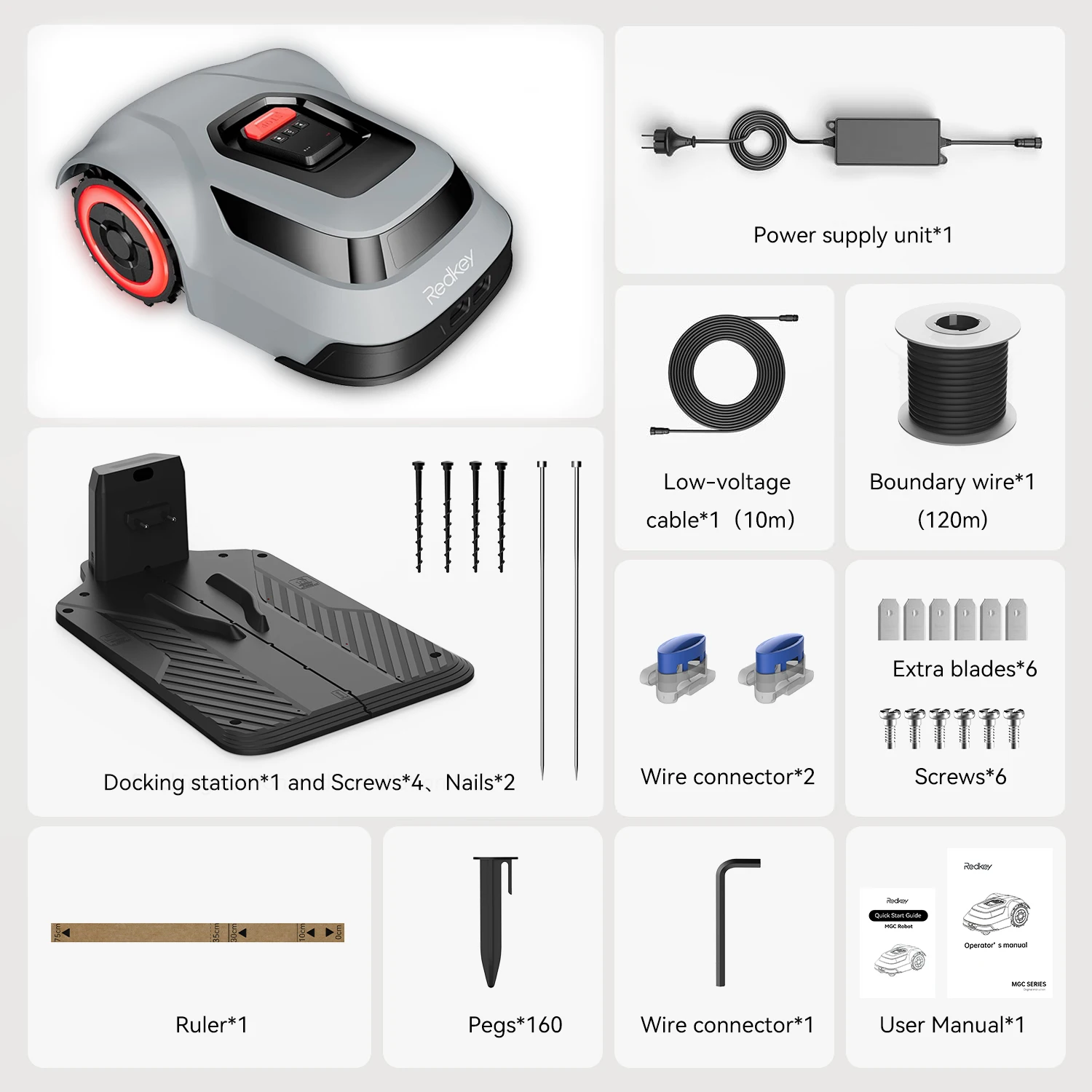 C-TOF Robot Lawn Mower Redkey MGC500 Lawn Mower Robot Cable Break Detection Climbing Capacity 45% App Control Mowing Robot