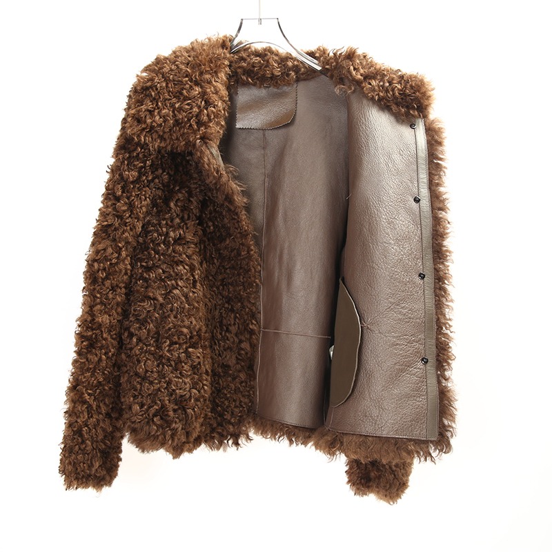 Лидер продаж, новая модная короткая осенне-зимняя женская высококачественная мягкая и теплая меховая куртка из овечьего меха