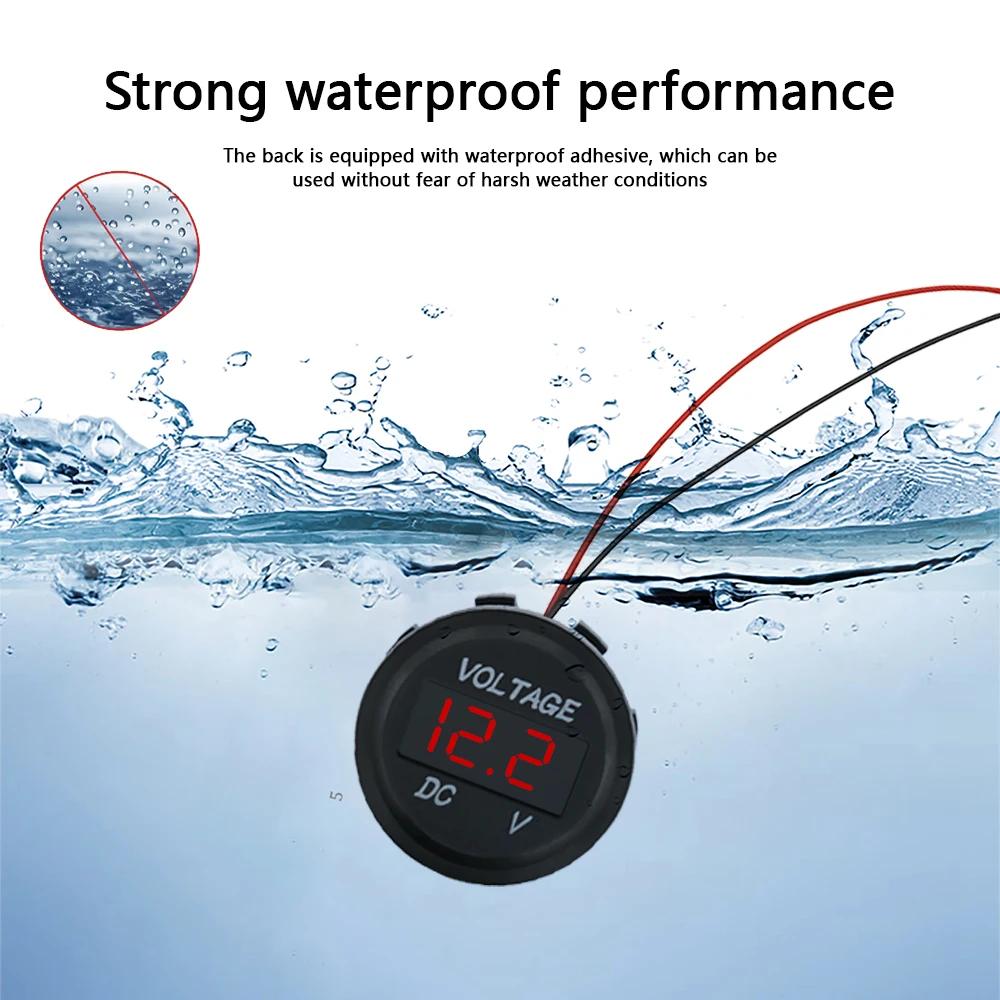 earu DC 0-40V Waterproof Voltmeter LED Digital Display Voltage Meter for Car Motorcycle battery LED Panel Volt Monitor 12V