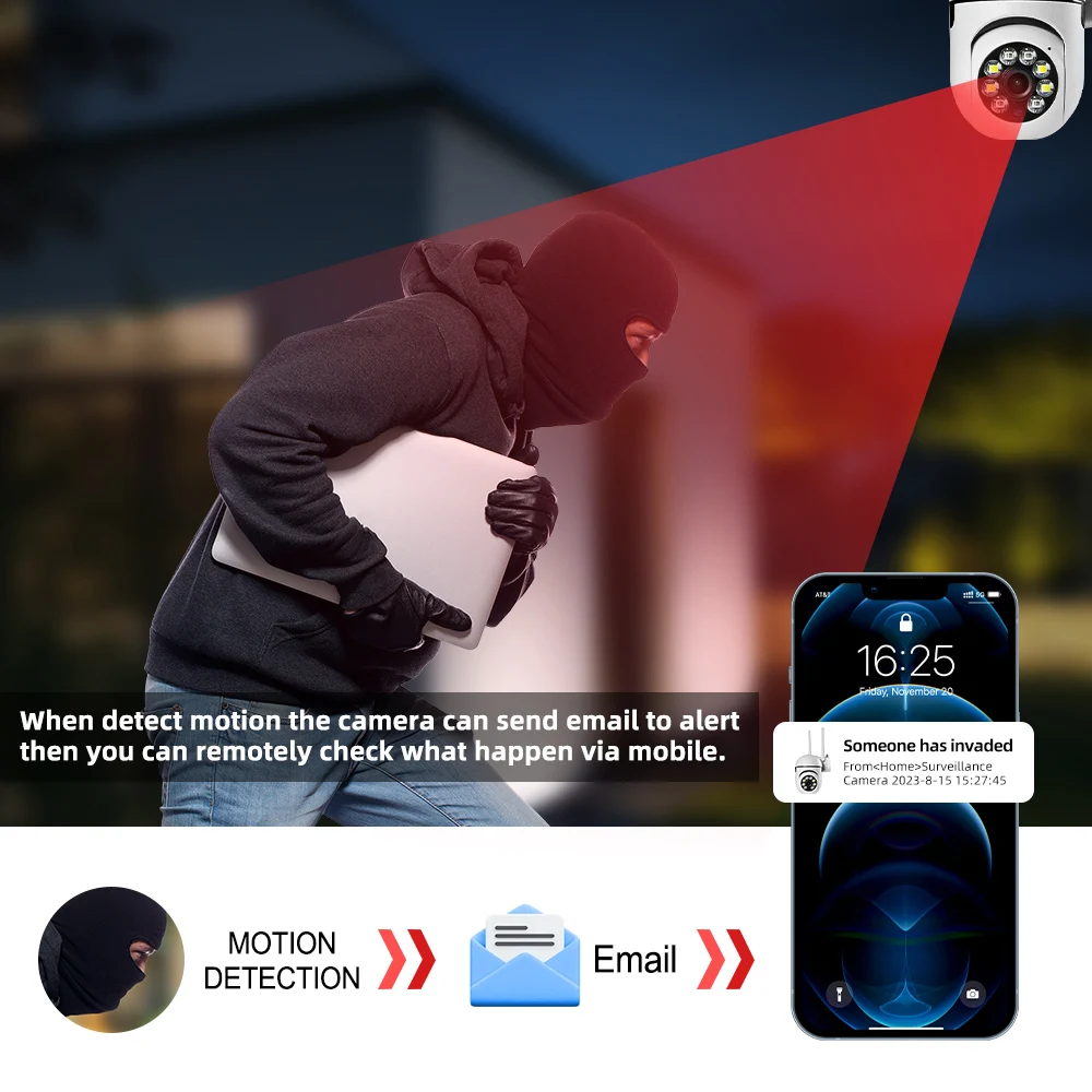 8MP Wifi 監視カメラカラーナイトビジョン WiFi カメラ自動追跡ワイヤレスカメラセキュリティ保護屋外 Monito