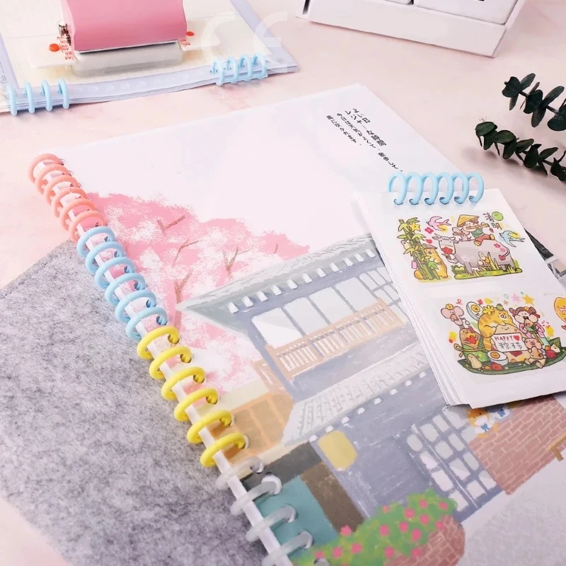 10pcs Plastic 30-Hole Loose Leaf Binders Ring Binding Spines Combs 85 Sheets Capacity for DIY Paper Notebook Album