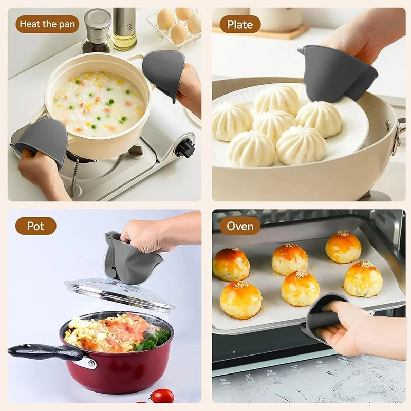 2 pçs luvas de forno silicone resistente ao calor pitada luvas anti escaldante antiderrapante clipes pote titular cozinhar cozimento forno luvas