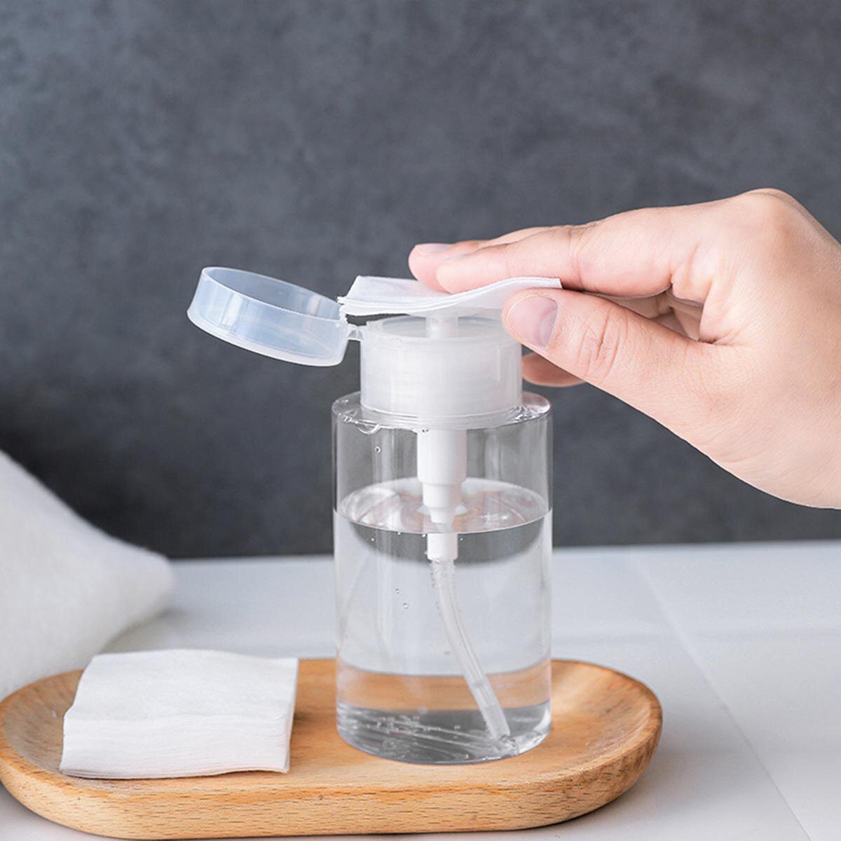 Botella de tóner de 150 ml, removedor de esmalte de uñas, desmaquillante cosmético, botella dispensadora tipo prensa