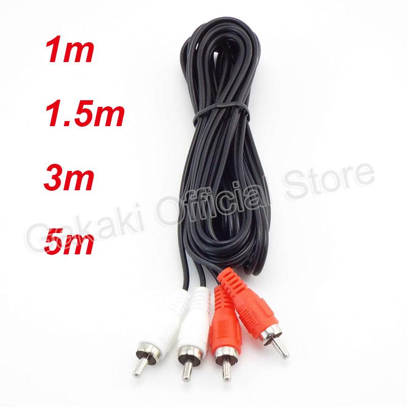 Dual RCA Đực Sang 2 Đầu RCA Đực Cáp Âm Thanh Stereo Cáp AV Cho TV DVD CD Khuếch Đại Âm Thanh
