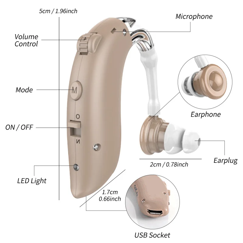 1 セットミニデジタル補聴器高齢者用ポータブルサウンドアンプ充電式 BTE 調整可能な補聴器高齢者用