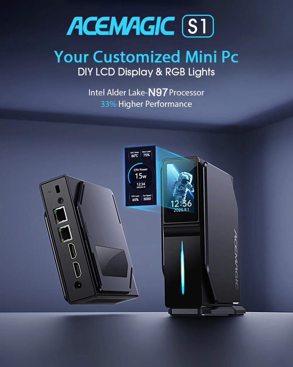 KAMRUI Mini PC S1 N97 16GB DDR4 512GB M.2 SSD Mini Computer with W11 PRO WiFi6 BT5.2 4K Mini Desktop Computer Work Business PC