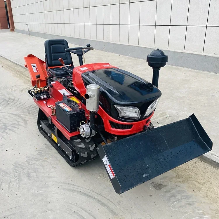 Micro cultivador rotativo agrícola diésel de 25Hp, tractor excavador de campo con orugas, maquinaria y equipos agrícolas