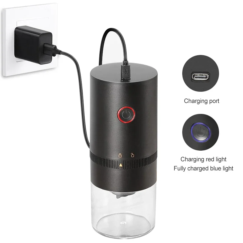 Macinacaffè TIPO C Carica USB Macinino professionale in ceramica Macinacaffè per chicchi di caffè Nuovo aggiornamento Elettrico portatile