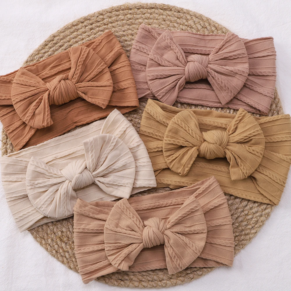 1pc listra bowknot bebê bandana cor sólida macio elástico crianças headwrap bebê meninas acessórios para o cabelo