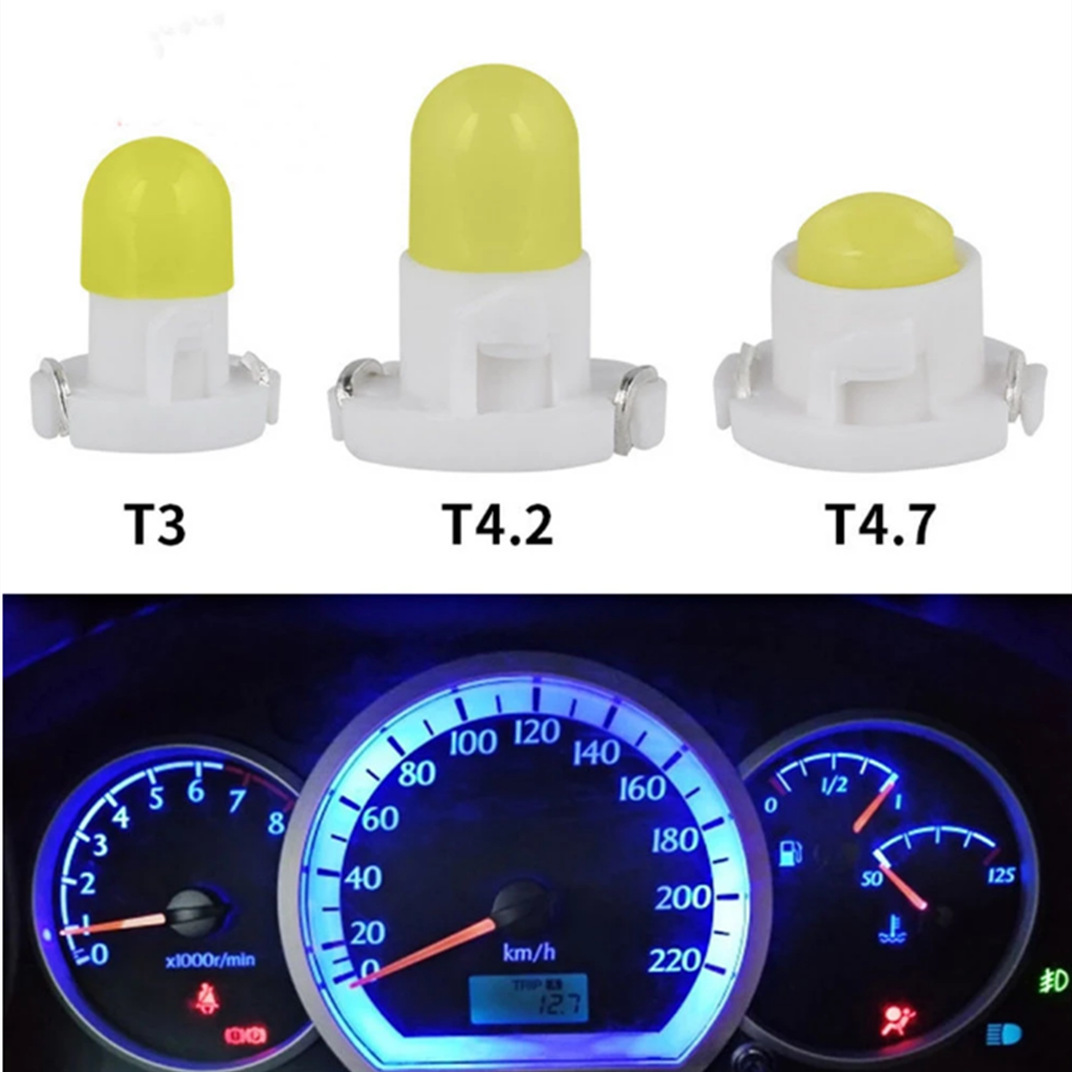 10/5PCS T3 T4.2 T4.7 COB Car LED Instrument Panel Lights Dashboard Indicator Central Control Lamp Wedge Light 12V White Red