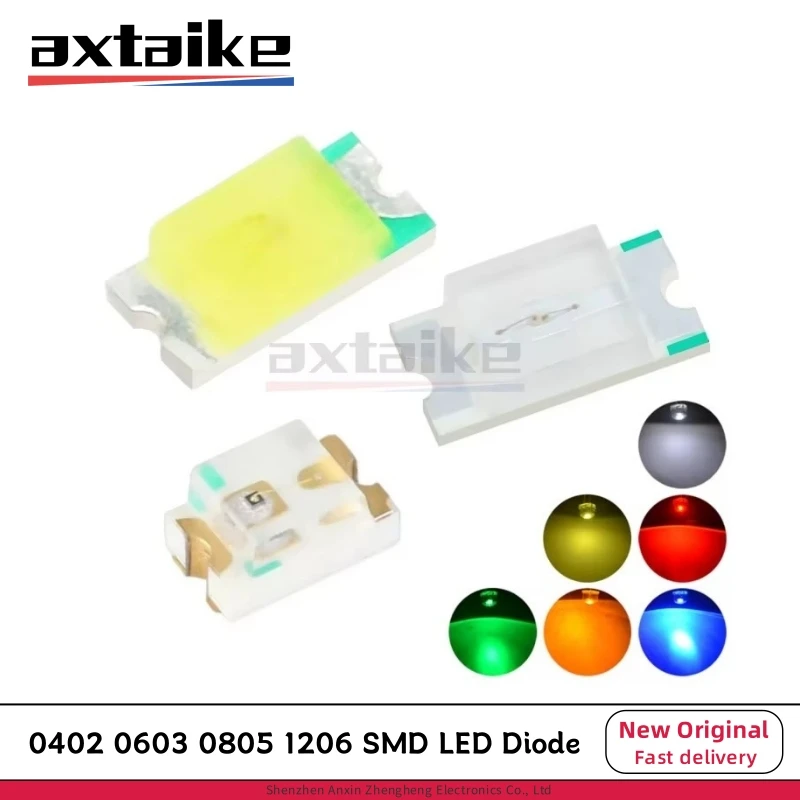 100 PZ 0402 0603 0805 1206 Diodo LED SMD Bianco Rosso Giallo Verde Smeraldo Blu Viola Arancione Diodo Emettitore di Luce 1608 2012 3216