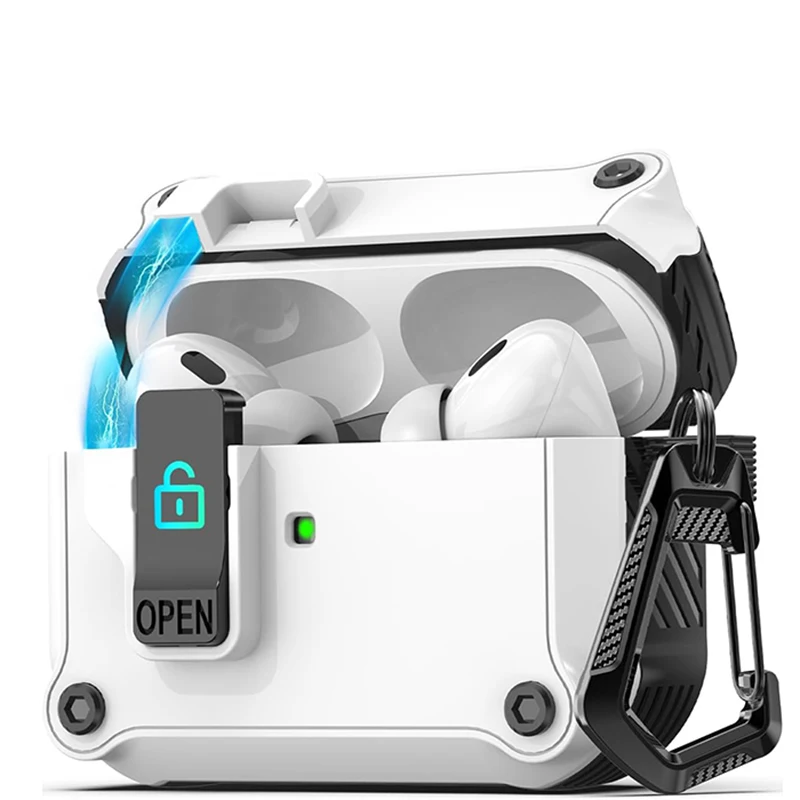 Чехол с безопасным замком для Airpods Pro 2-го поколения, бронированный противоударный чехол для Airpods 1, 2, 3, 2021, 4 20224, с брелком для мужчин