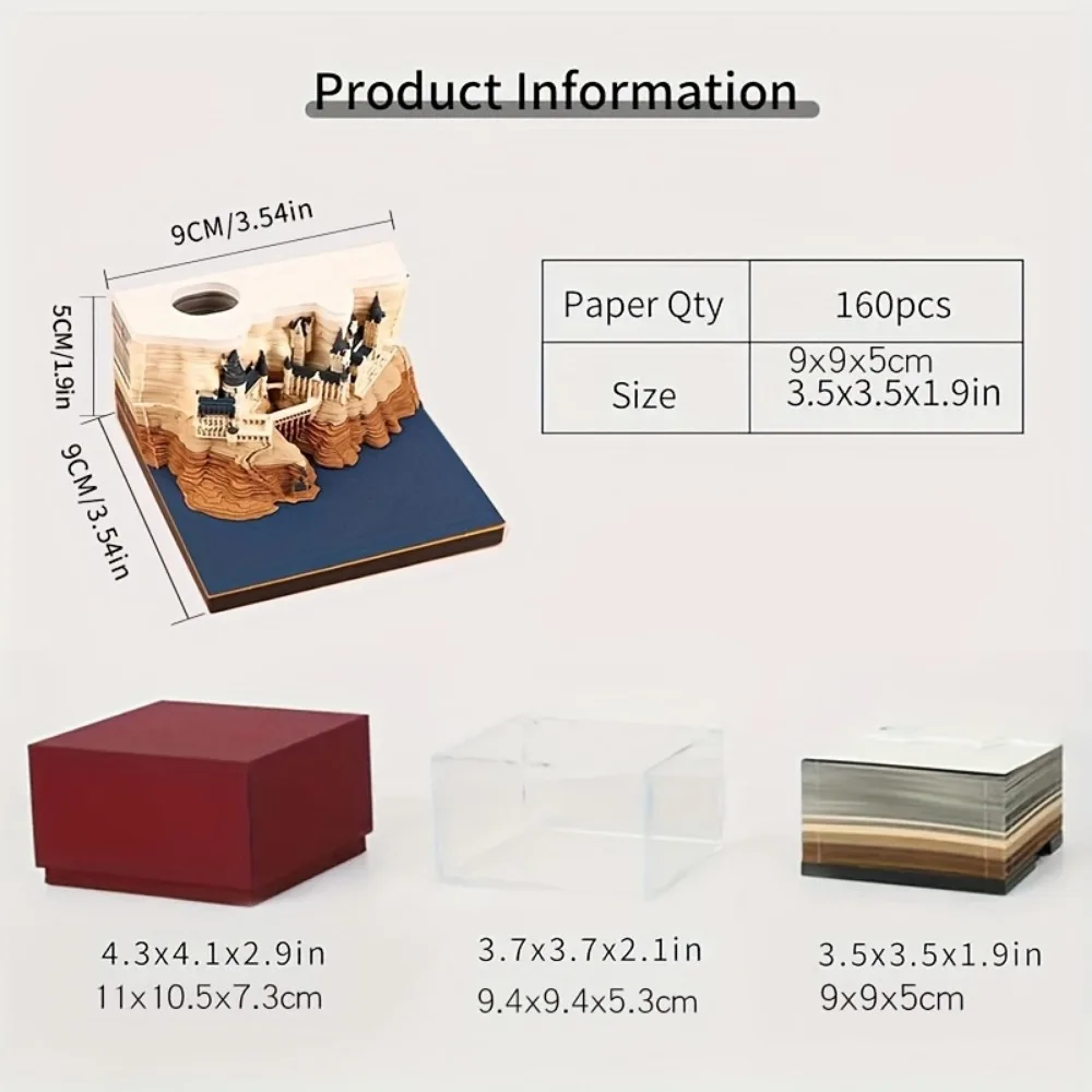 Mystical 3D Desk Calendar Pop-Up Castle Monthly Planner 2025 Yearly Organizer Sticky Notes to do list Office/Home Desk Decor