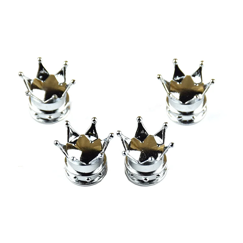 4PCS Car Tire Modification Jewelry Crown Air Nozzle Cover Plastic Electroplated Copper Core Crown Valve Cap Bicycle Accessories