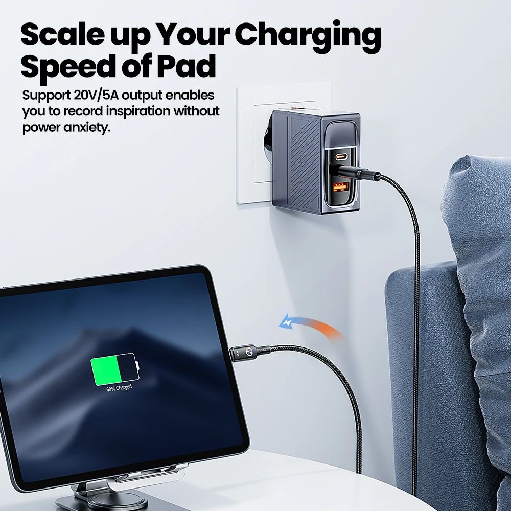 Toocki Type C to Type C Cable 100W PD Fast Charging Charger USB C to USB C Mobile Phone Cable For Xiaomi POCO Realme Macbook