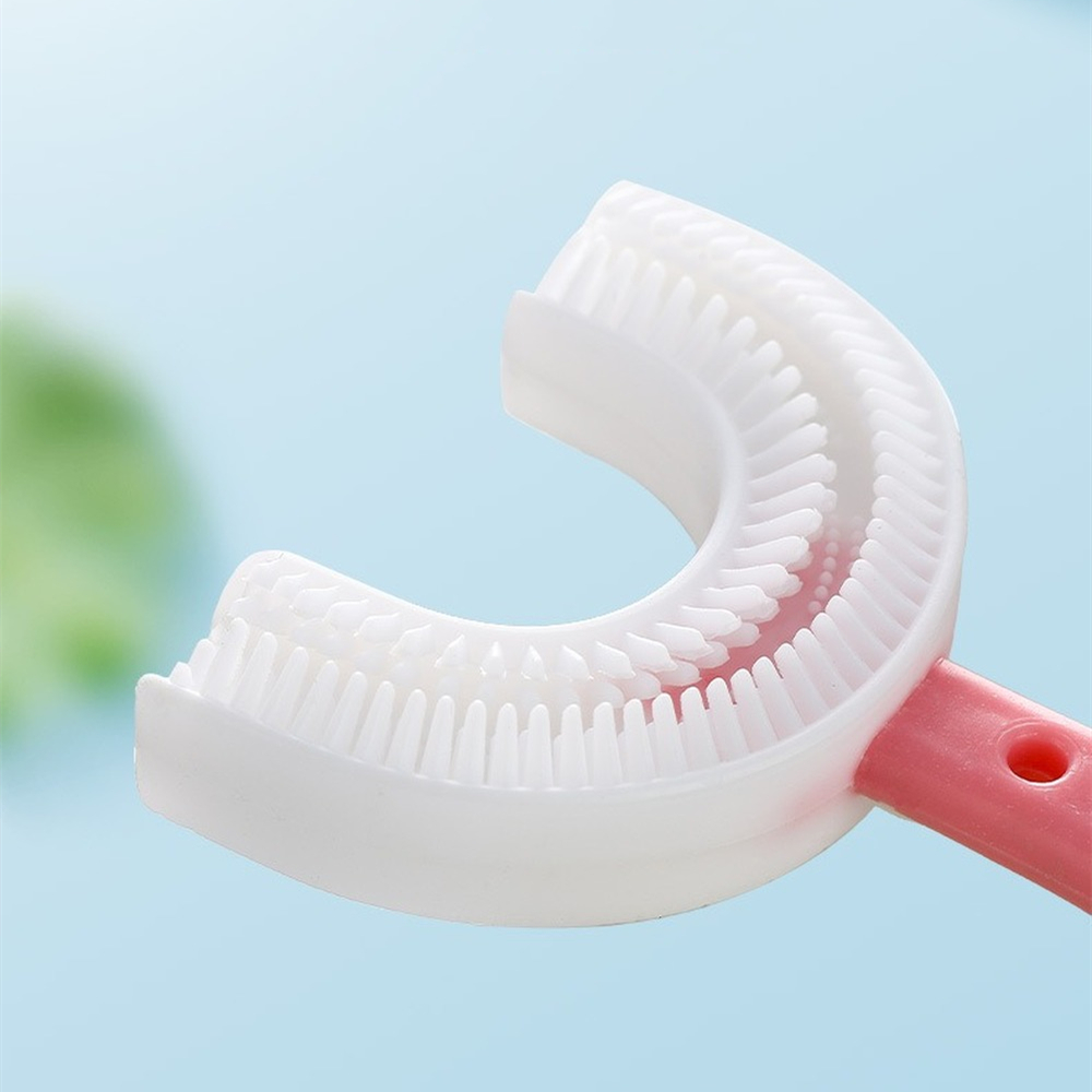 Escova de dentes para bebês, crianças, 360 graus, em forma de u, mordedores, silicone macio, escova de dentes para crianças, limpeza de cuidados bucais