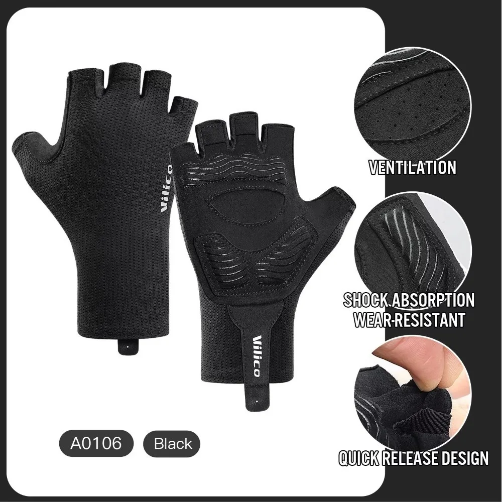 Sarung tangan bersepeda pendek anti selip sarung tangan setengah jari bersirkulasi kain sarung tangan memancing ringan untuk balap olahraga sepeda jalanan Mtb