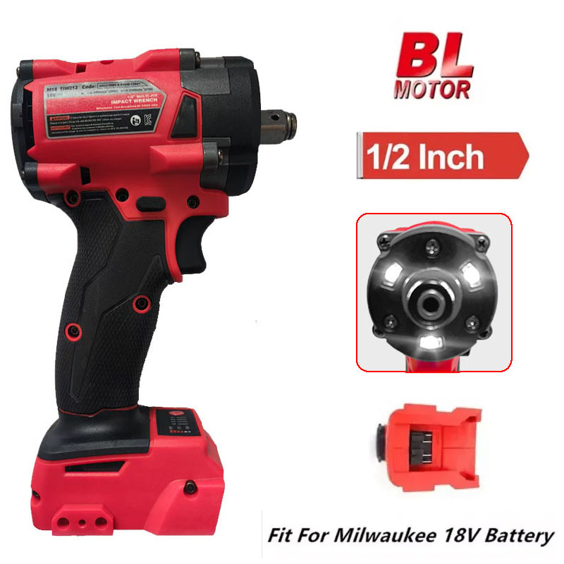 Llave Impac sin escobillas, controlador eléctrico de 500N.m, destornillador inalámbrico de reparación de 1/2 ", herramientas eléctricas de 4 engranajes para batería Milwaukee de 18V