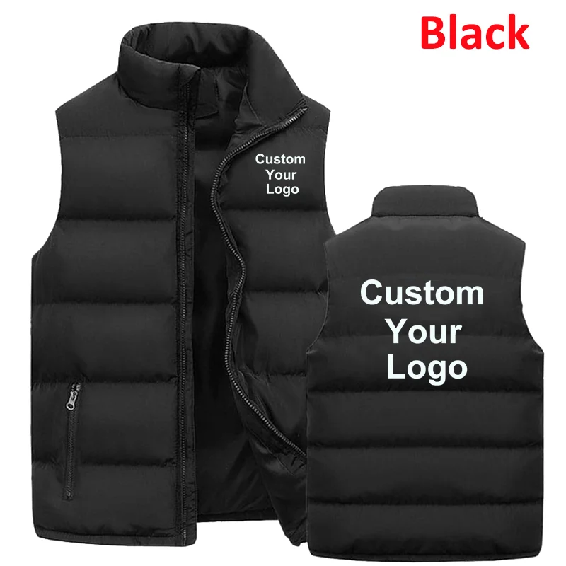 Colete quente com zíper personalizado com seu logotipo masculino casual esportivo gola sem mangas jaqueta de inverno