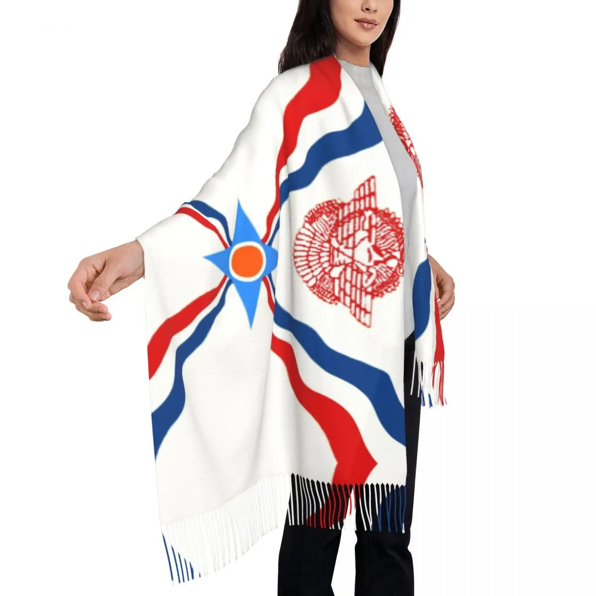 Assyrische Suryoyo Vlag Sjaal Dames Heren Winter Herfst Warme Sjaals Syriac Aram Sjaals Wraps
