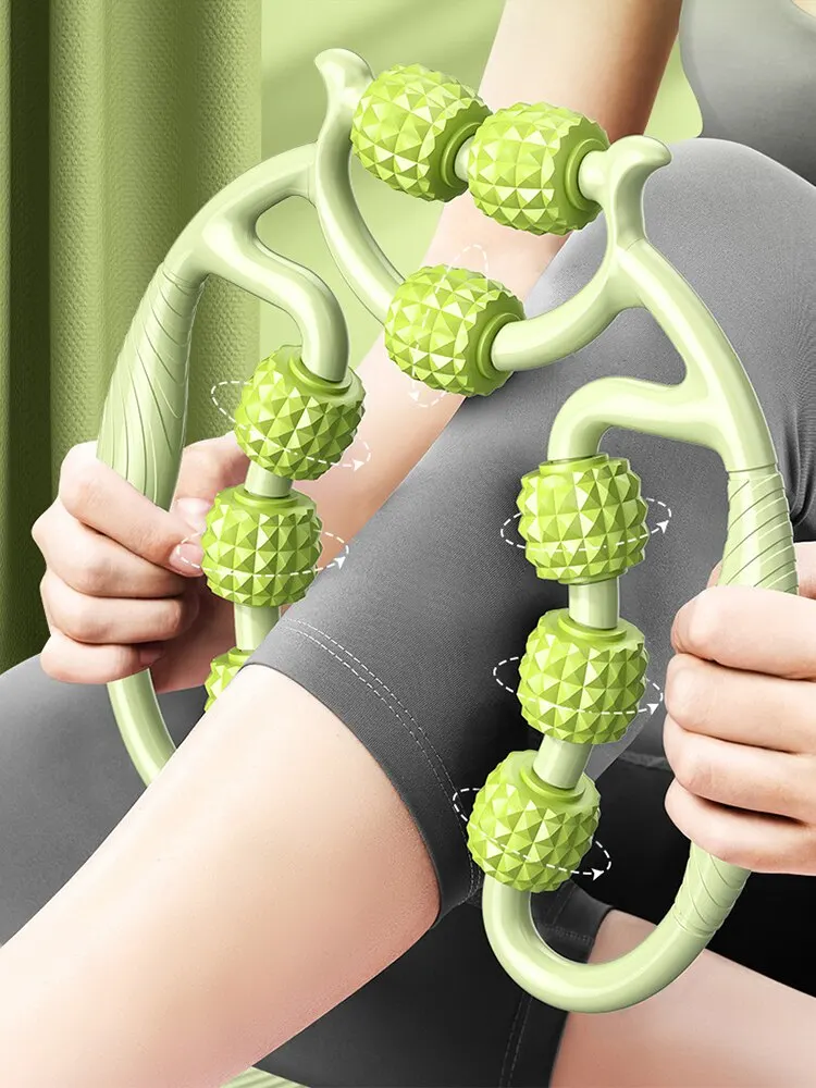 12 rodadas de equipamento de massagem de relaxamento e alongamento muscular de emagrecimento de perna circular, artefato de emagrecimento de perna, braçadeira circular de perna