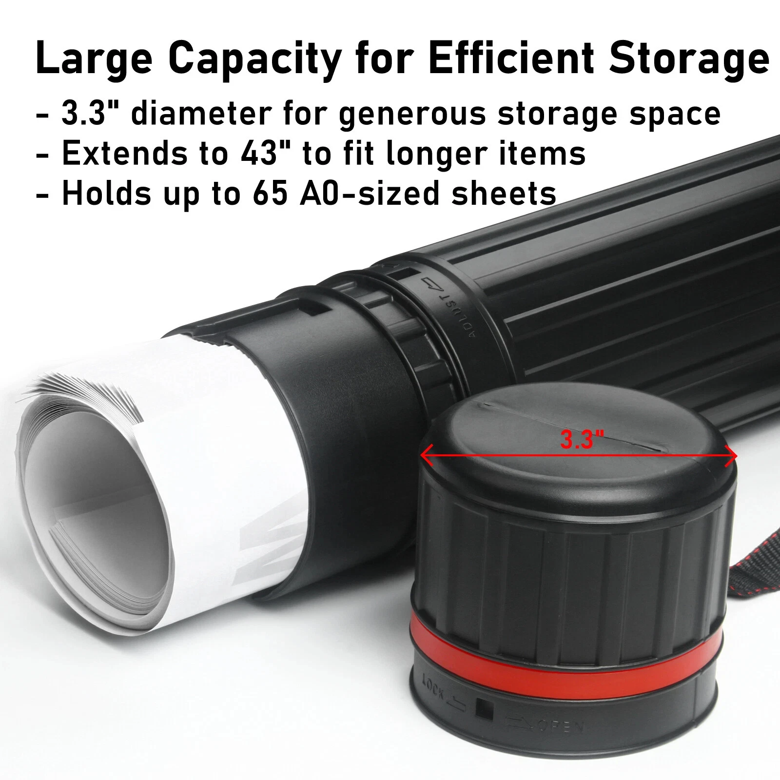 Waterproof Telescoping Poster Tube Extendable Lightproof Storage Tube for Artwork Documents Blueprints Maps Protective Storage