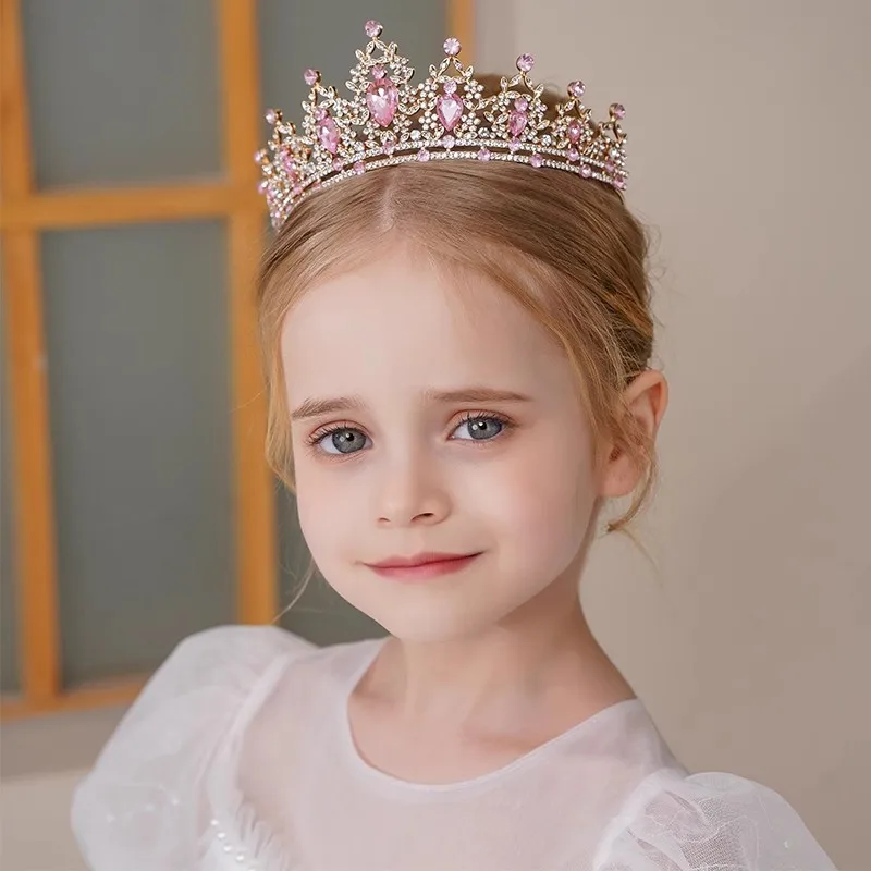 Corona de princesa para niños, Tiara de cristal, accesorios para el cabello para niñas, atmósfera de alta gama, actuación de baile, corona de regalo de cumpleaños