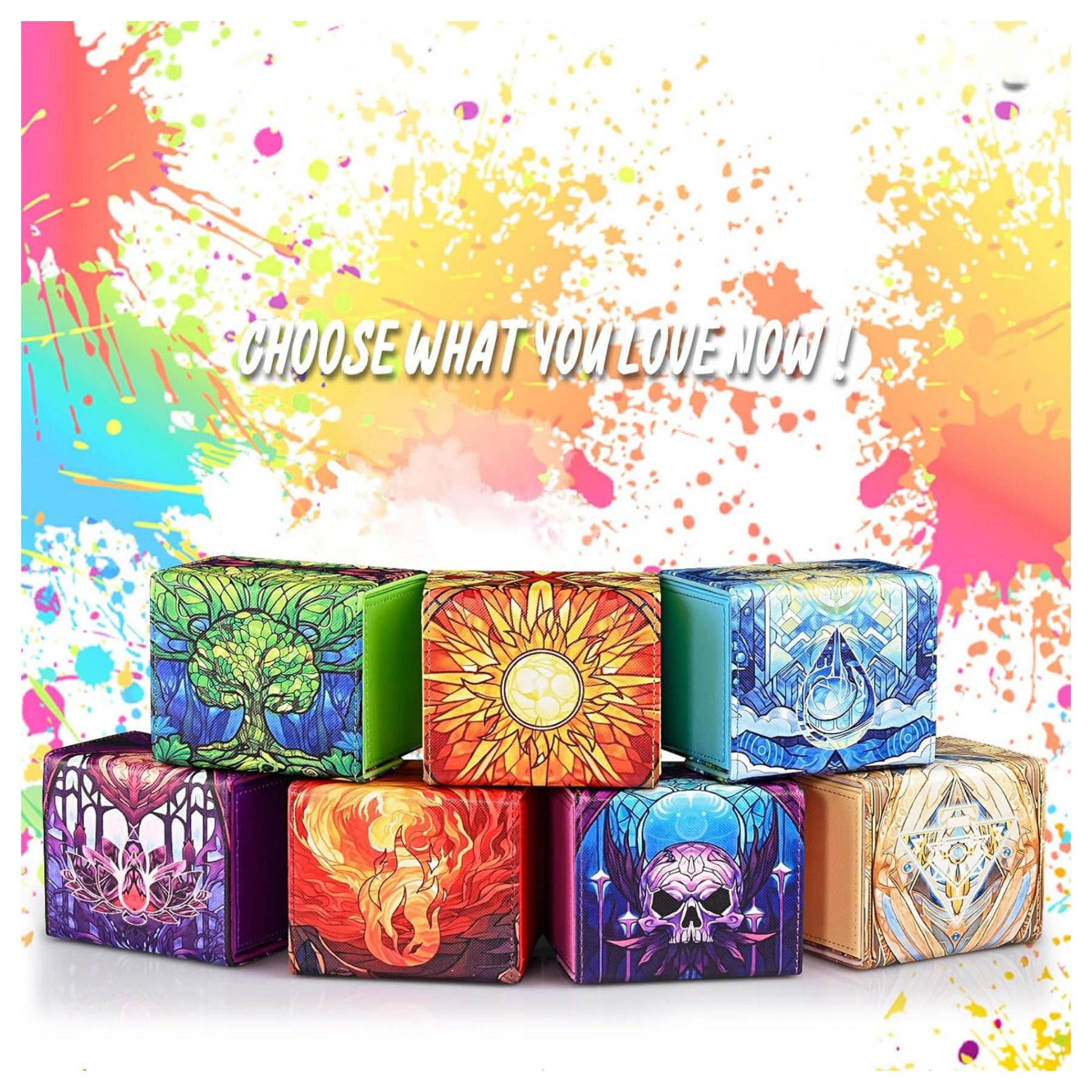 トレーディングカード収納ボックス,mtgカード用デッキボックス,120プラススリーブのコマンダーデッキ,puレザーカードボックス,tcgマジックカードに適しています