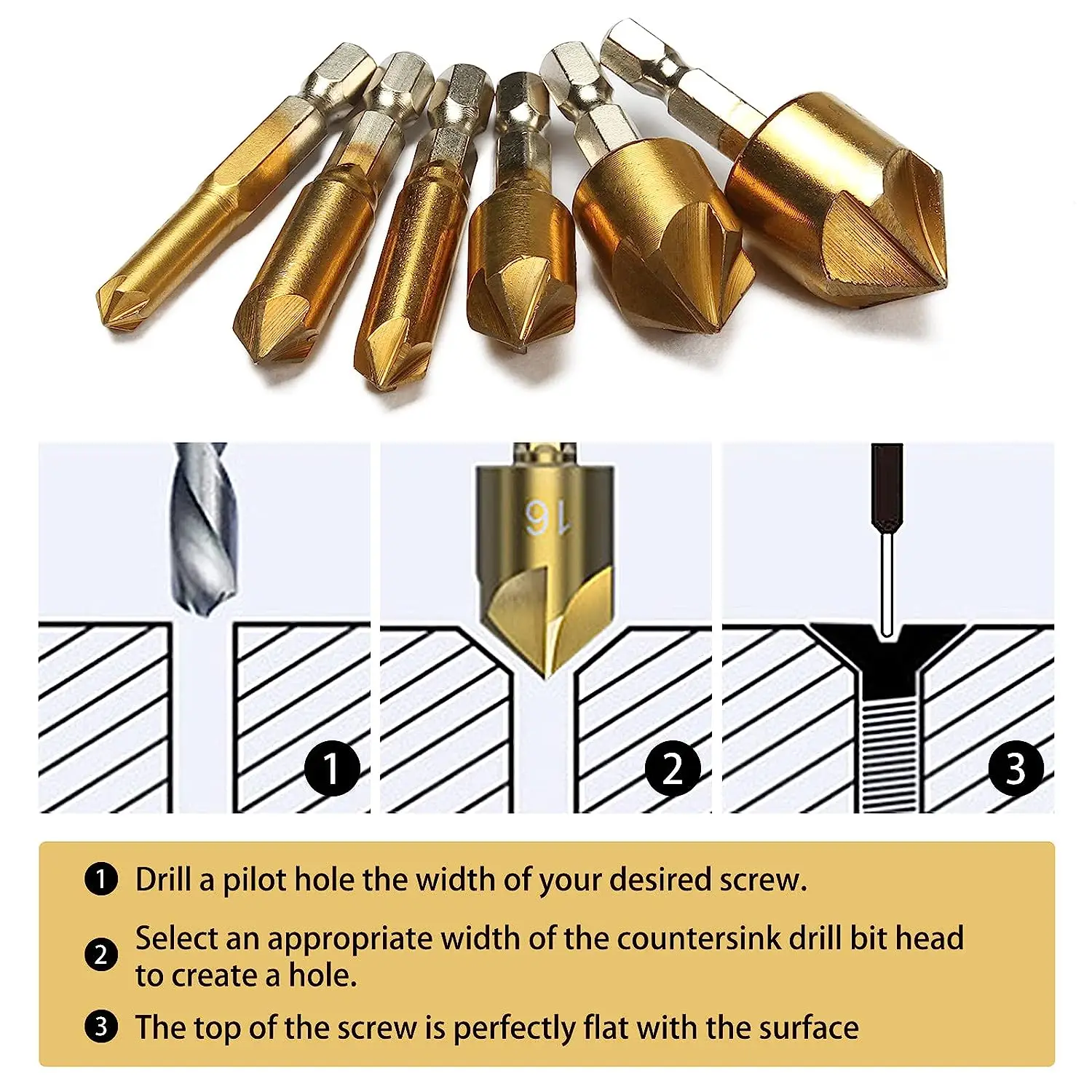 Hexagonal Shank Five-edged Chamfering Tool High Carbon Steel Titanium-plated Five-edged Hole Opener