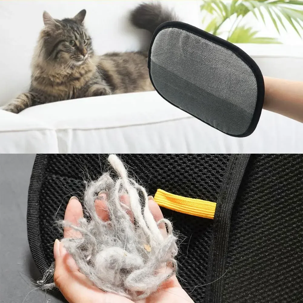 Static Pet Hair Removal Gloves - Grooming & Deshedding Gloves for Dogs Cats - Works on Sofa Carpet Clothes - Multi-Surface Brush