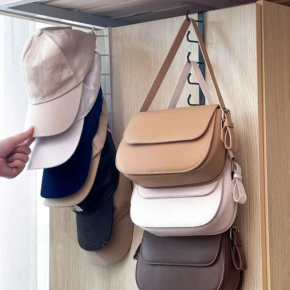 ติดผนังหมวกOrganizer,เหล็กแขวน 6 ตะขอ,แบบพกพาMulti-Functionalแขวน,เหนือประตูชั้นวางหมวก,