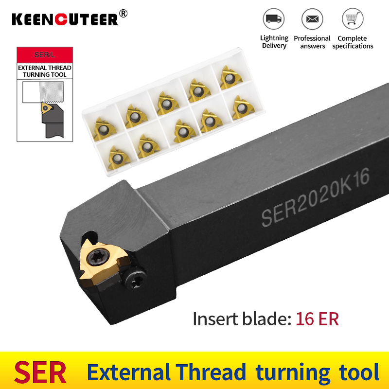 SER1616H16 SER2020K16 SER2525M16 herramienta de torneado de rosca externa con insertos de carburo sobre 16ER herramientas de torneado CNC roscado externo  porta herramientas torno