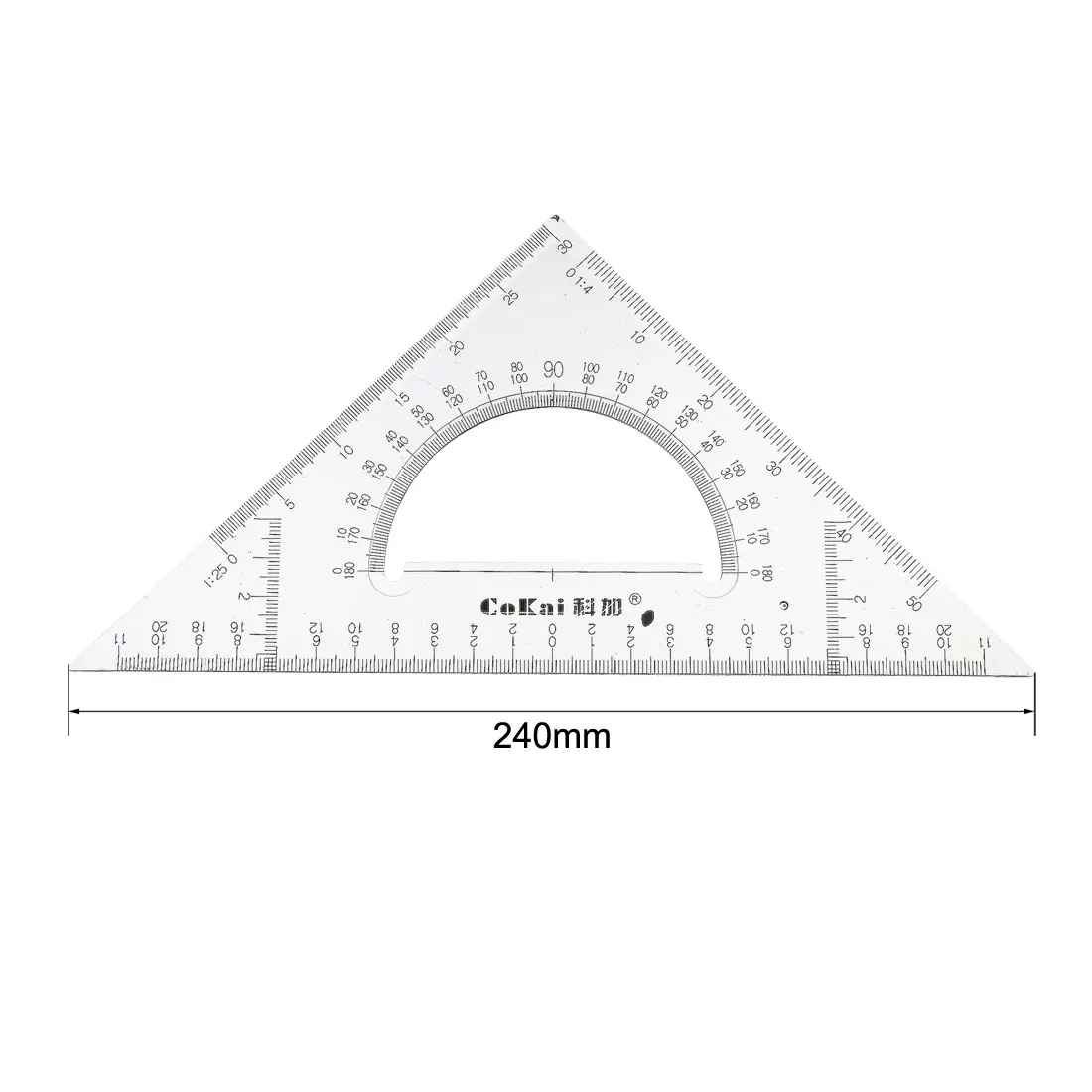 Triangle Ruler Square Set with Built-in Protractor 22cm 30/60 and 45/90 Degrees Measurement Rulers Student Stationery Supplies