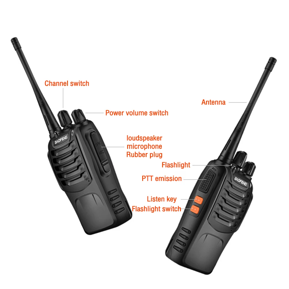 Baofeng High Power Walkie Talkie BF-888S UHF 5W 400-470MHz 16 Channels Long Range Two Way Radio With USB Charger For Hunting