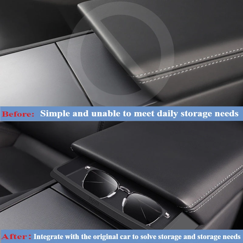 Para Tesla Model Y Juniper 2025 Model 3 Highland Control Central reposabrazos caja gafas bolsillo caja de vidrio almacenamiento ataúd piezas de automóvil