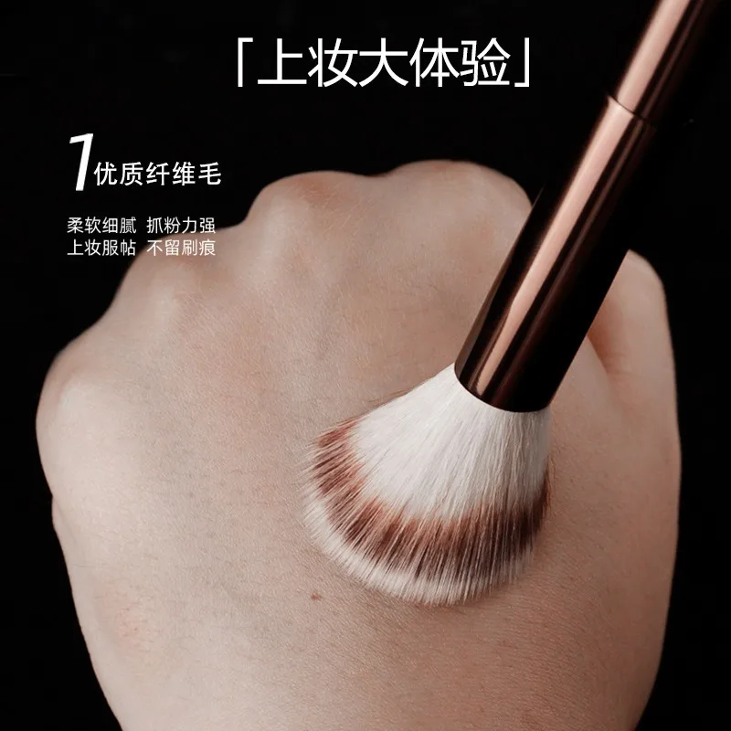 1 pieza # 15 brocha de maquillaje para colorete, brocha de maquillaje para colorete líquido, bronceador, uso con formulas de mejillas en crema, mango de Metal con caja