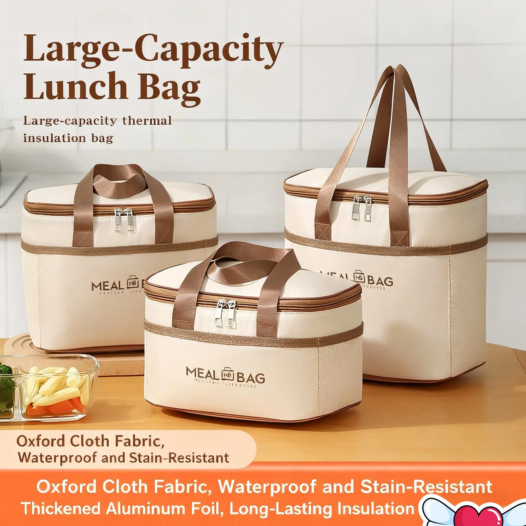 Bolsa de almuerzo portátil, caja aislada para alimentos, caja aislada con correa impermeable para el hombro, bolsa de fiambrera de mano, aluminio frescomA-DH