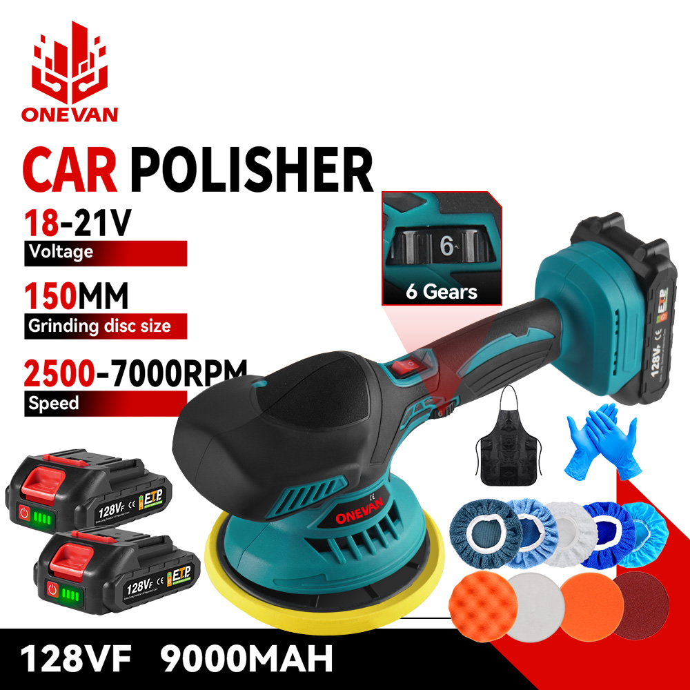 ONEVAN Elektroauto-Polierer, 6 Gänge, 7000 U/min, kabelloses Auto-Polieren, Wachsen, rotierendes Elektrowerkzeug für Makita 18 V-Batterie-Stift