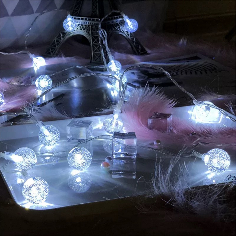 Luci della stringa del LED della sfera di cristallo alimentate tramite USB/batteria 1.5M 3M 6M Ghirlande delle lucine per la decorazione esterna della festa di Natale