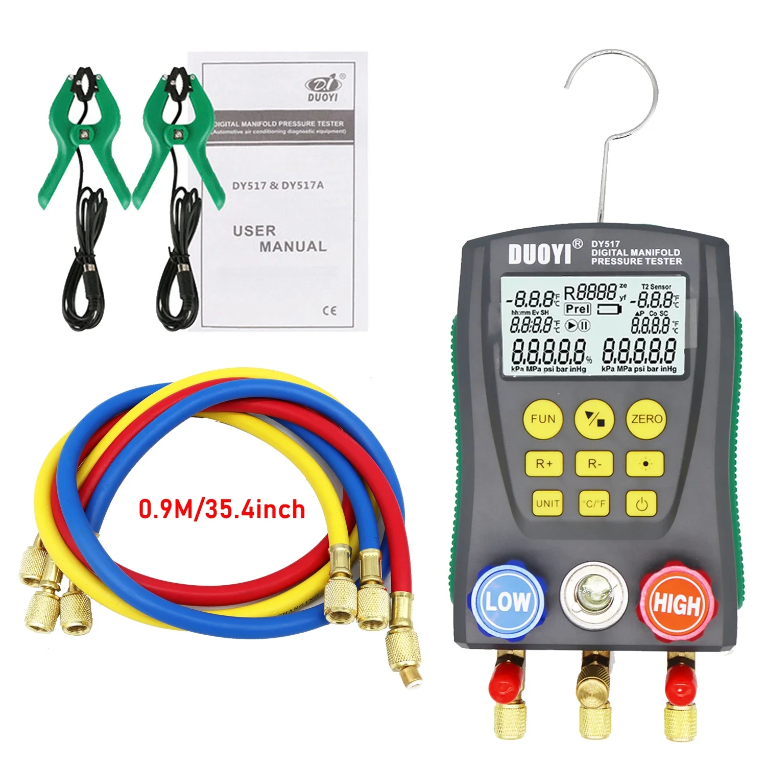 Manómetro de refrigeración Digital, detector de temperatura de aire acondicionado, kit de herramientas de prueba de presión de vacío multifunción