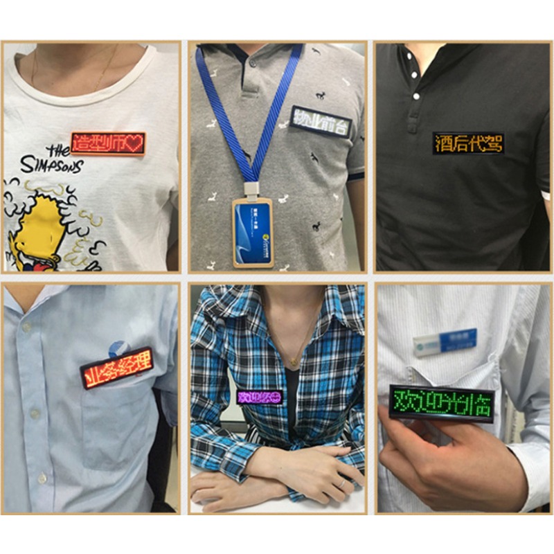 Recarregável bluetooth digital led crachá insígnias diy programável rolagem placa de mensagem mini display led etiqueta nome led