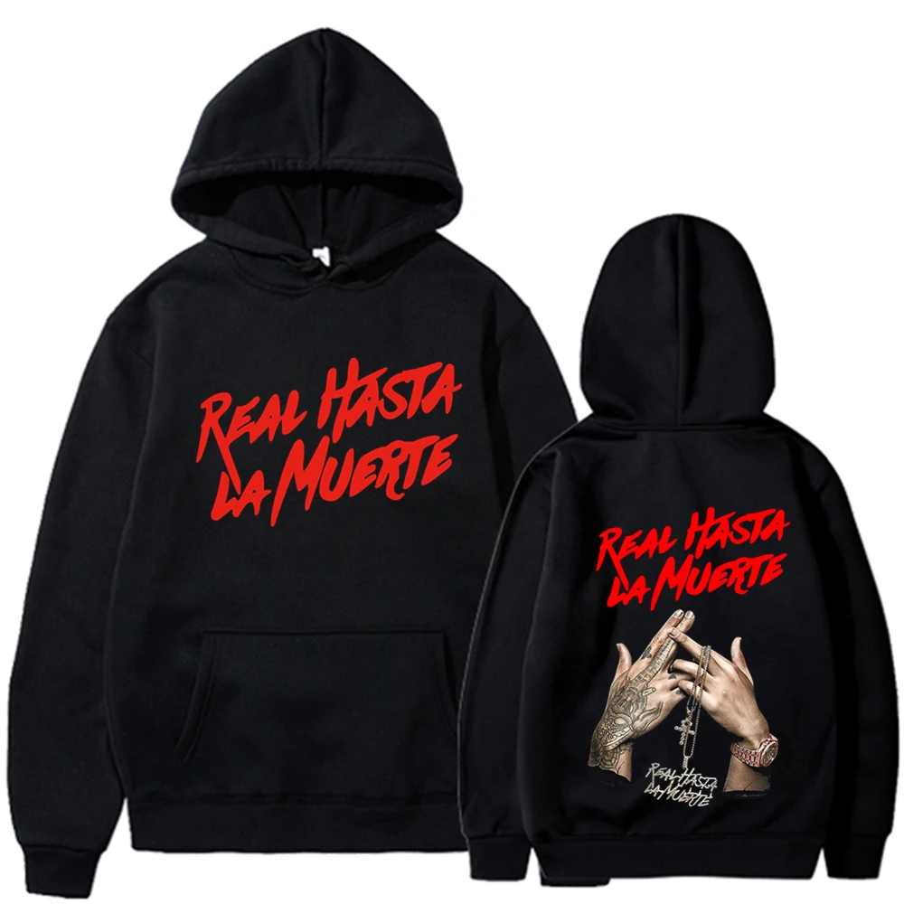 가을 양털 남성 후드 Anuel AA Real Hasta La Muerte 프린트 스웨트 streetwear 랩퍼 루스 풀오버 캐주얼 후드 탑