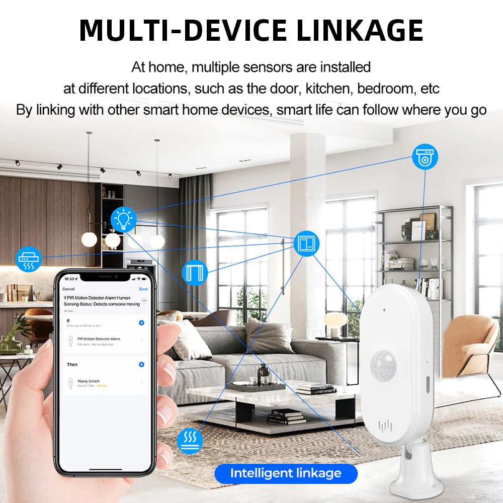 Tuya WiFi PIR Motion Sensor Smart Home Human Body Infrared Detector Smart Life DC5V Type C PIR or AAA Battery Motion Sensor