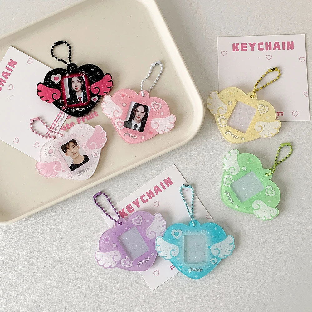 Photo Keychain Holder Y2K Key Chain Charm Accessories DIY Picture Photo Frame Key Rings Mini Photo Album Keychain Kpop Things