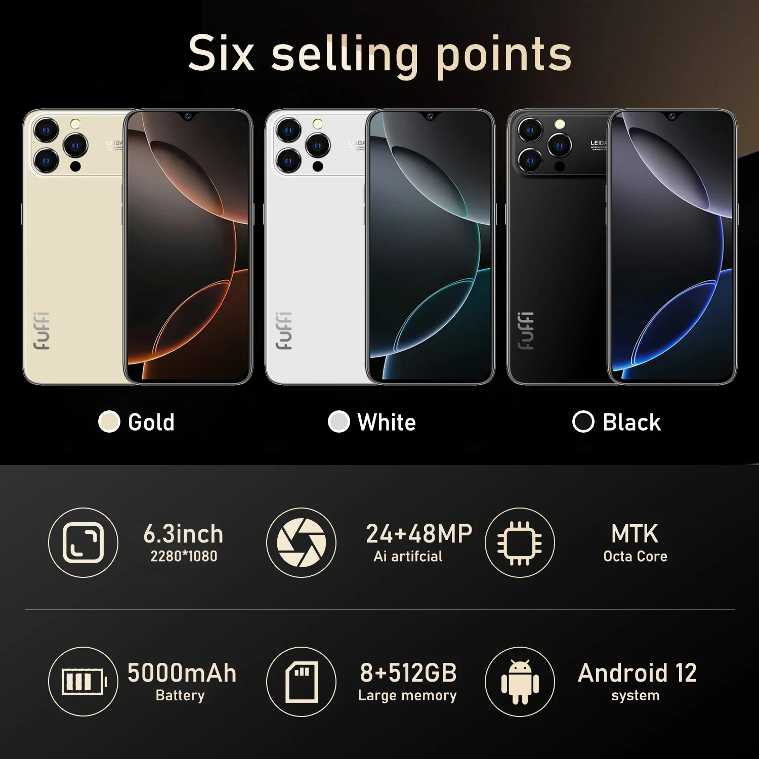 Global Version 17Pro Max Smartphone Android 12 6.56 inch Screen,8+512GB 8+16MP Mobile Phone 5000mAh For Google Play Store Phone