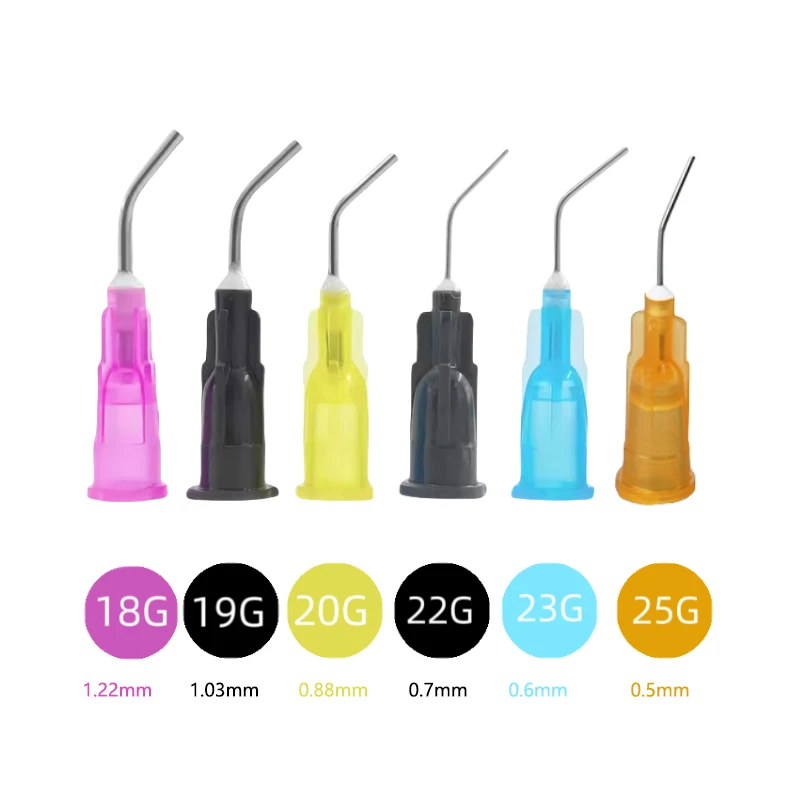 100 unidades/pacote irrigação dental pré dobrado pontas de agulha entrega seringa ponta dental limpeza dos dentes cuidados orais aplicador descartável
