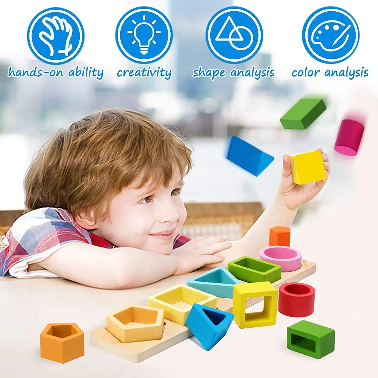 Jouet empilable en bois pour enfants, classification des formes, jouets de puzzle, document éducatif, catégorie