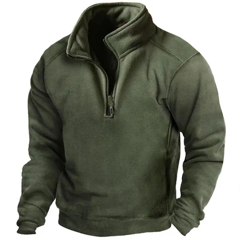 2024 Mens Half-Zip 스웨터 가을 남성 스탠드 칼라 루즈 솔리드 컬러 풀오버 New Man Trend 캐주얼 육군 녹색 후드