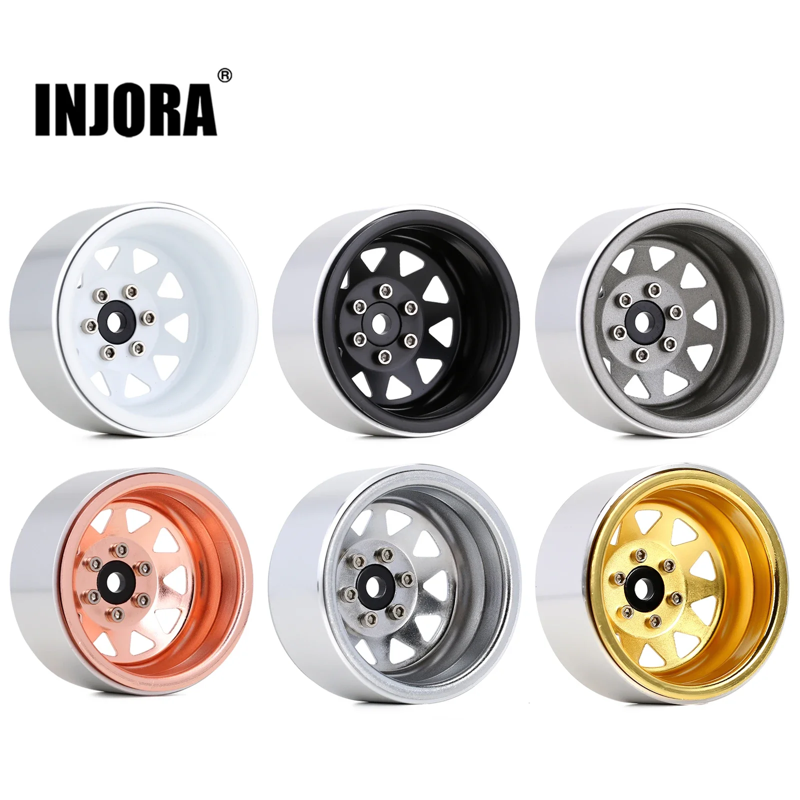 INJORA Sâu Âm Bù Đắp Kim Loại 8.9Mm 1.9 "Beadlock Bánh Trung Tâm Cho 1/10 RC Xe Bánh Xích Xe TRX4 trục SCX10 90046 (W1940)