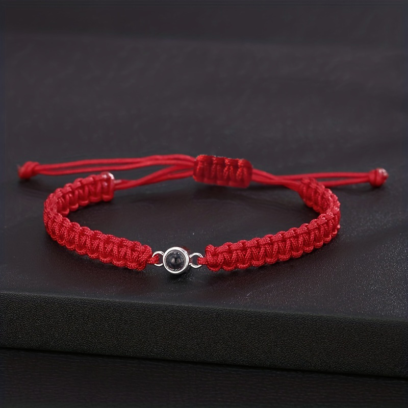 Custom Color Picture Projection Bracelet Copper Pendant Hand Woven Rope 2025 New Romantic Christmas Gifts Girlfriend Mom